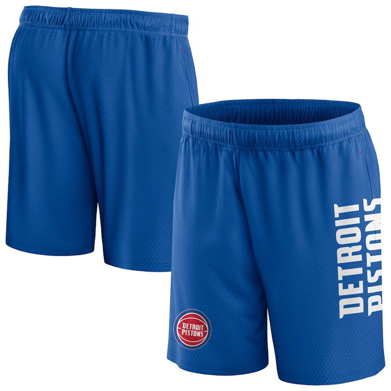 Men's Detroit Pistons Royal Post Up Mesh Shorts(Run Small)